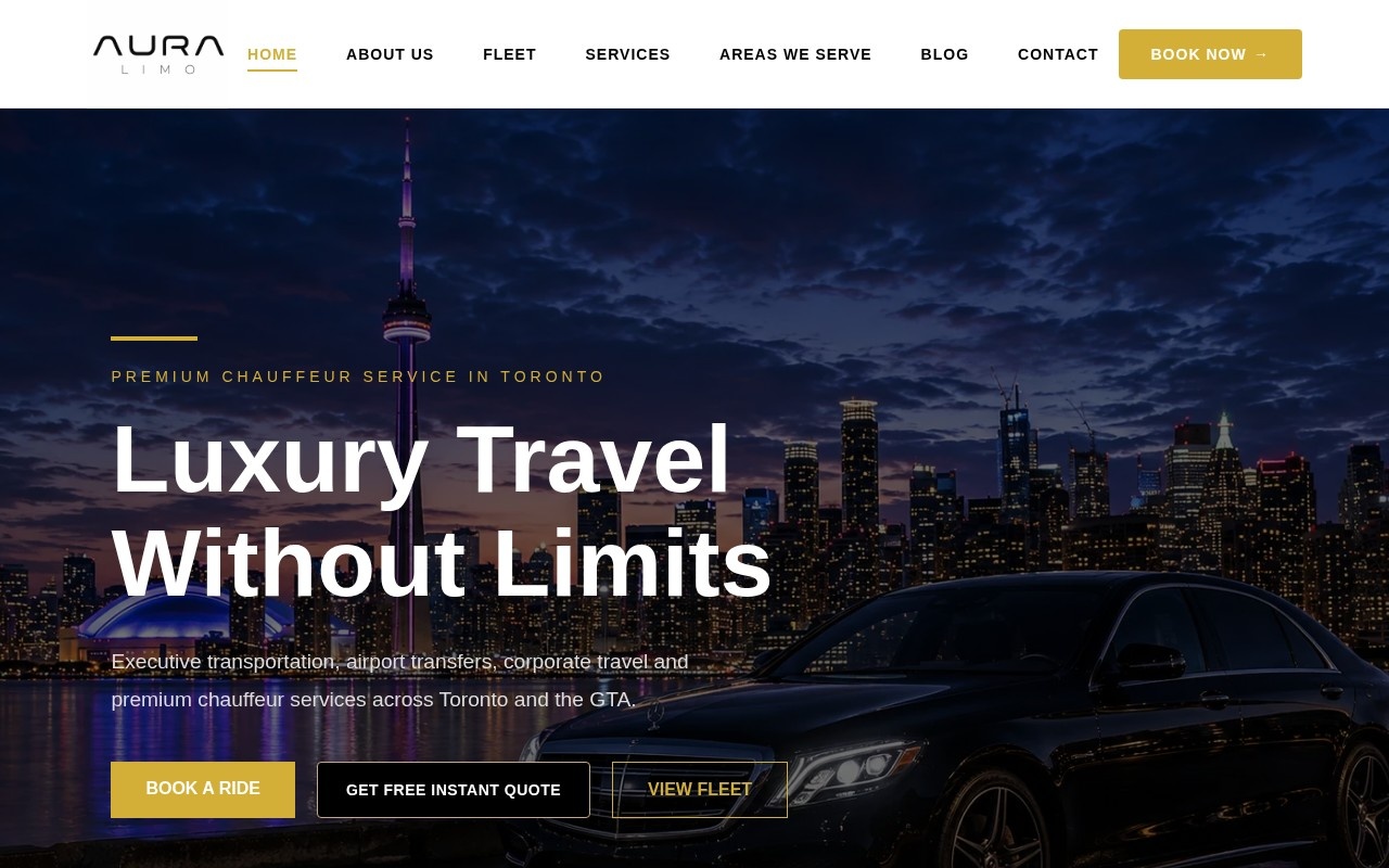 Preview of the Aura Limo Toronto website