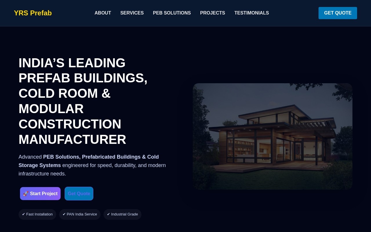 Preview of the YRS Prefab website